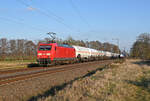 145 057 f�hrte am Abend des 10.04.26 einen Ganzzug Gaskesselwagen durch J�trichau Richtung Magdeburg.