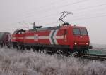 145 CL-015 und DH 705-1700 BB am 28.12.07 der HGK vor einem Flughafen-ler in Mnchen-Feldmoching