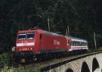 145.002 mit Messzug 99018 am 02.07.1999 zwischen den Bf. Mhldorf - Mllbrcke und Kolbnitz auf der Seebachbrcke.