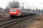 145 040 mit einem Stahlcoilzug in Moers. 13.03.2005