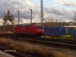 145 058 kommt solo von der Oderbrcke in Frankfurt/Oder eingefahren.01.03.07