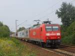 145 014-7 fhrt am 8.8.09 mit einem Containerzug bei Limmer Richtung Linden/Fischerhof.