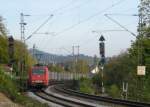 145 048-5 mit  Ambroggio  am 24. Oktober 2009 vor dem Esig Efringen-Kirchen.