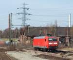 145 051-9 poltert am 07.04.10 als Lz aus Hamburg-Waltershof durch Hamburg-Unterelbe Richtung Maschen Rbf.