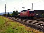 145 061 fuhr heute mit einem KLV-Zug Richtung Basel. Muggensturm, 01.08.2010