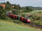 145 033-7 mit einem Containerzug gen Sden bei Elze 19.8.10