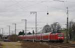 145 045-1 mit dem RE10410 nach Aachen bei der Ausfahrt in Rheydt Hbf, 6.2.11