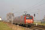 145 040-2 mit RE10422 nach Aachen bei der Durchfahrt in Herrath, 3.3.11