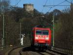 145 036-0 schiebt am 21.03.2011 den RE4 vom Haltepunkt Schanz nach Aachen West.