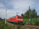 BR 145 033-7 mit drei weiteren Lok's waren am 13.5.2007 um 10:04 Uhr als  Probefahrt Werk Dessau  in Wüstenbrand anzutreffen.