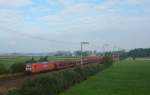 145 049-3 fuhr am 08.09.2012 mit einem Autozug von Emden nach Osnabrck, hier bei Veenhusen.
