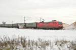 Mit dem Ambrogio-Klv am Hacken ist die 145 059-2 auf der Kbs 495 bei Neuss Allerheiligen hier zu sehen. Samstag 26.1.2013