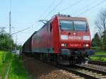 145 007 zieht ihren Autoteilezug am 8.5.13 durch Dresden Stetzsch