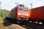 BR 145 DB Railion mit der 145 008 bei der Einfahrt in den Bf. Hagenow Land von Ludwigslust kommend 09/2006