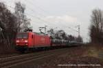 145 029-5 (Railion DB Logistics) mit einem Güterzug in Bottrop Welheim, 25. Januar 2014