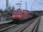 145 013 nahm,am 15.Februar 2014,die 155 089 mit nach Seddin als beide Loks von Mukran kommend durch Bergen/Rügen fuhren.