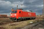 145 054-3 abgestellt im Güterbahnhof von Engelsdorf/Leipzig am 22.02.14.