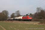 145 044-4 (DB Schenker) mit einem Kesselzug in Ratingen Lintorf, 7. März 2014