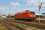   Die 145 073-3 der DB Schenker Rail Deutschland AG ist am 04.05.2014 in Kreuztal abgestellt.