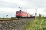 Am Bü Am Chur/In der Schley sind die 145 062-6 mit ihre Schwesterlok 145 040-2 und einem Tankwagenzug von Antwerpen BASF nach Ludwigshafen BASF unterwegs. 12.10.2014