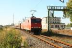 145 070 und 145 033 in Hagenow Land vor Gterzug Richtung Ludwigslust 10/2006