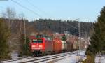 145 043-6 mit dem EK 55834 (Villingen(Schwarzw)-Offenburg Gbf) bei St.Georgen 16.2.15
