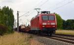 145 020 rollte am 21.06.15 mit einem gemischten Güterzug durch Greppin Richtung Bitterfeld.