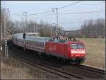 BR 145 079 hing am 17.02.07 vor dem IC 2213 aus dem Ostseebad Binz.