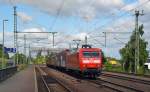 145 034 zog am 10.07.15 einen kurzen Güterzug durch Niederndodeleben Richtung Magdeburg.