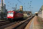 Nachschuss auf 145 004-8 am 04.10.2014 nachdem sie einen Kesselwagenzug in Muttenz abgeliefert hat und nun zur Abstellung ins BW Haltingen durch Basel Bad Bf fuhr.