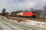 145 046 mit einem Frankenwaldumleiter zu sehen am 24.02.16 an der Schöpsdrehe bei Plauen/V.