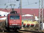 145 066 bei der Ausfahrt aus der Berliner-Kurve in Stralsund.