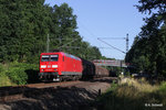 Der EZ 51714 als Mischer mit der 145 061 in Plauen, Hasselbrunn am Morgen des 19.07.2016