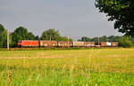 145 055-0 mit einem gemischten Güterzug bei Delitzsch am 13.08.2016.