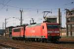 Am 10.04.07 verlie dieses Doppelpack, gefhrt von 145 009, den Chemnizer Hbf in Richtung Dresden.