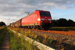 Die 145 059-2 mit einem gemischten Güterzug am 23.08.2016 in Nassenheide.