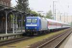 145-CL 202 / 145 098 am 30.04.2020 mit Personenwagen, Liegewagen DB Autozug und CNL durch den Bf Anklam.