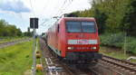 MEG - Mitteldeutsche Eisenbahn GmbH, Merseburg [D] mit  145 067-5   [NVR-Nummer: 91 80 6145 067-5 D-DB] und Zementstaubzug Richtung Rostock am 27.07.20 Bf. Berlin Hohenschönhausen.