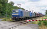 Die Lokomotiven 145-CL 202 und 145-CL 206 am 30.06.2023 mit einem Kohlezug in Lintorf.