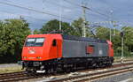 MEG - Mitteldeutsche Eisenbahn GmbH, Schkopau [D] mit der toll neu gestalteten  145 052-7 [NVR-Nummer: 91 80 6145 052-7 D-DB] am 04.08.23 Höhe Bahnhof Leipzig Thekla.