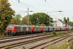 MEG 159 225-2 Eurodual zieht den Lokzug der Baureihe 145 zur Verschrottung nach Opladen bestehend aus MEG 145 029-5, MEG 145 075-8, RBH 145 069-1, RBH 145 030-3, RBH 145 007-1, RBH 145 055-0, DB 145 005-5, DB 145 050-1, RBH 145 059-2 & MEG 145 037-8 in Wuppertal, August 2026.
