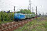 145 030-7 (PRESS) mit einem leeren Holzhackschnitzelzug am 18.4.2009 durch Ahlten -> Misburg und weiter nach Gttingen vermutlich