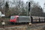 145 084-0 mit Sch�ttgutwagen bei Bonn-Oberkassel - 07.03.2012
