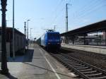 Am 01.05.2012 fuhr 145 030 der PRESS mit einem leeren Holzzug durch Stendal in Richtung Berlin.
