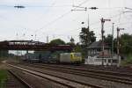 AlphaTrains/Crossrail 145-CL 031 am 28.6.12 mit einem LKW-Walter KLV von Duisburg-Ruhrort nach Domodossola bei der Einfahrt in Dsseldorf-Rath.Der Zug fuhr nach einem kleinen Halt weiter.
