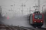 Niag Mietlok 145 084 fuhr am 22.2.13 mit einem Kohlezug durch Ratingen-Lintorf.