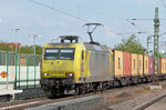 Alpha Trains 145-CL 031 on containers through Nauheim towards Mainz on 09 May 2016.
