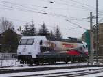 Die  Fleischmann  145 023-6 der PRESS steht am 19.01.13 in Reichenbach/V.
