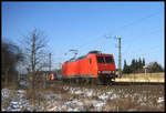 145057-6 fährt hier a, 9.1.2003 solo am Bahnhof Dedensen-Gümmer vorbei in Richtung Verschiebebahnhof Seelze.