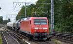 DB Cargo AG [D] mit  145 023-8  [NVR-Nummer: 91 80 6145 023-8 D-DB] und gemischtem Kesselwagenzug am 30.09.21 Berlin Buch.